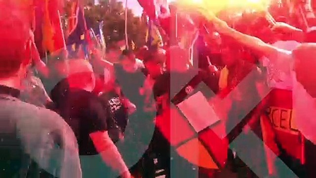 Quema de esteladas en Montjuic