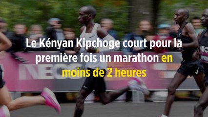 Le Kényan Kipchoge court pour la première fois un marathon en moins de 2 heures