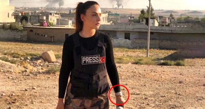 Buket Aydın'ın operasyon bölgesinin sınırında verdiği pozdaki saati Twitter'da trend oldu
