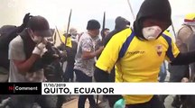 Rocks and tear gas as protesters clash with riot police in Ecuador