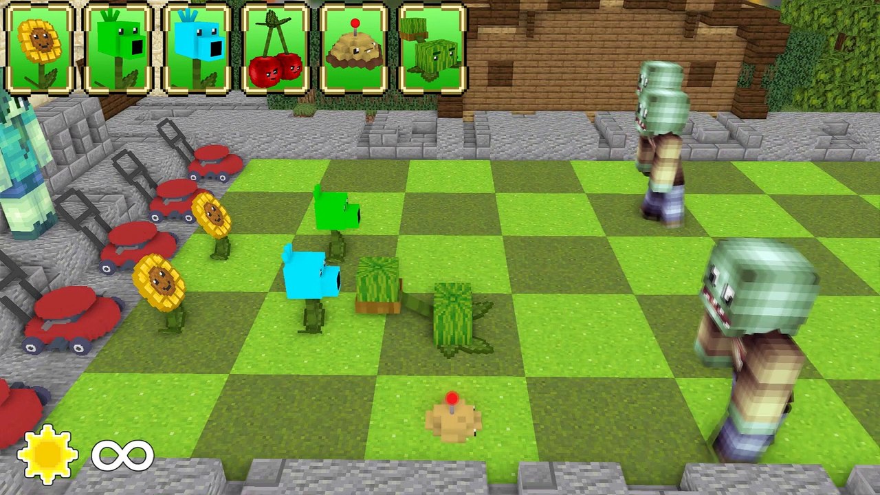 Monster School: PLANTS VS ZOMBIES CHALLENGE - Minecraft Animation