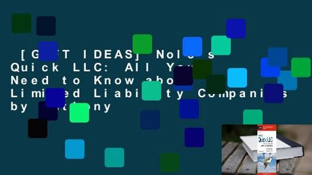 [GIFT IDEAS] Nolo's Quick LLC: All You Need to Know about Limited Liability Companies by Anthony