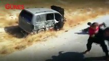 Terör örgütü YPG/PKK kadın ve çocukların bulunduğu aracı, TOW antitank füzesiyle vurdu: 2 ölü