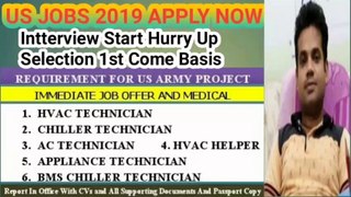US RECRUITMENT FOR INDIAN ARMY POST APPLY NOW 2019/USA BHARTI RECRUITMENT FOR THE POST OF INDIAN ARMY 2019/MEGA BHARTI IN ABROAD FOR INDIAN MALES 2019/USA ABROAD JOBS SELECTION ON INTERVIEW BASIS 2019/LIKE GOVT  JOBS ALL BENEFITS AND ACCOMMODATION