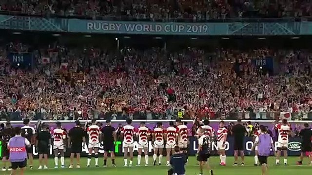 Japan players bow to fans after creating Rugby World Cup history