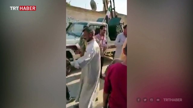 Suriye Milli Ordusu askerleri Tel Abyad'da sevinçle karşılandı