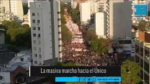De 1 y 60 a Plaza San Martín: así se ve desde el aire la masiva marcha de mujeres