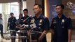 Philippine National Police Officer-in-charge Lieutenant General Archie Francisco Gamboa addresses the 190,000-strong police force after their chief resigned early morning on Monday