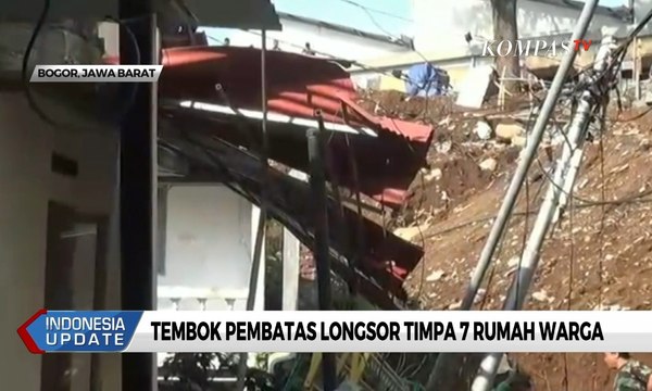 Tembok Pembatas Longsor Timpa 7 Rumah Warga di Kampung Sukajaya, Bogor