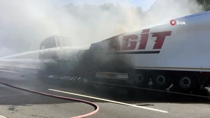 TEM Otoyolu’nda tır yangını