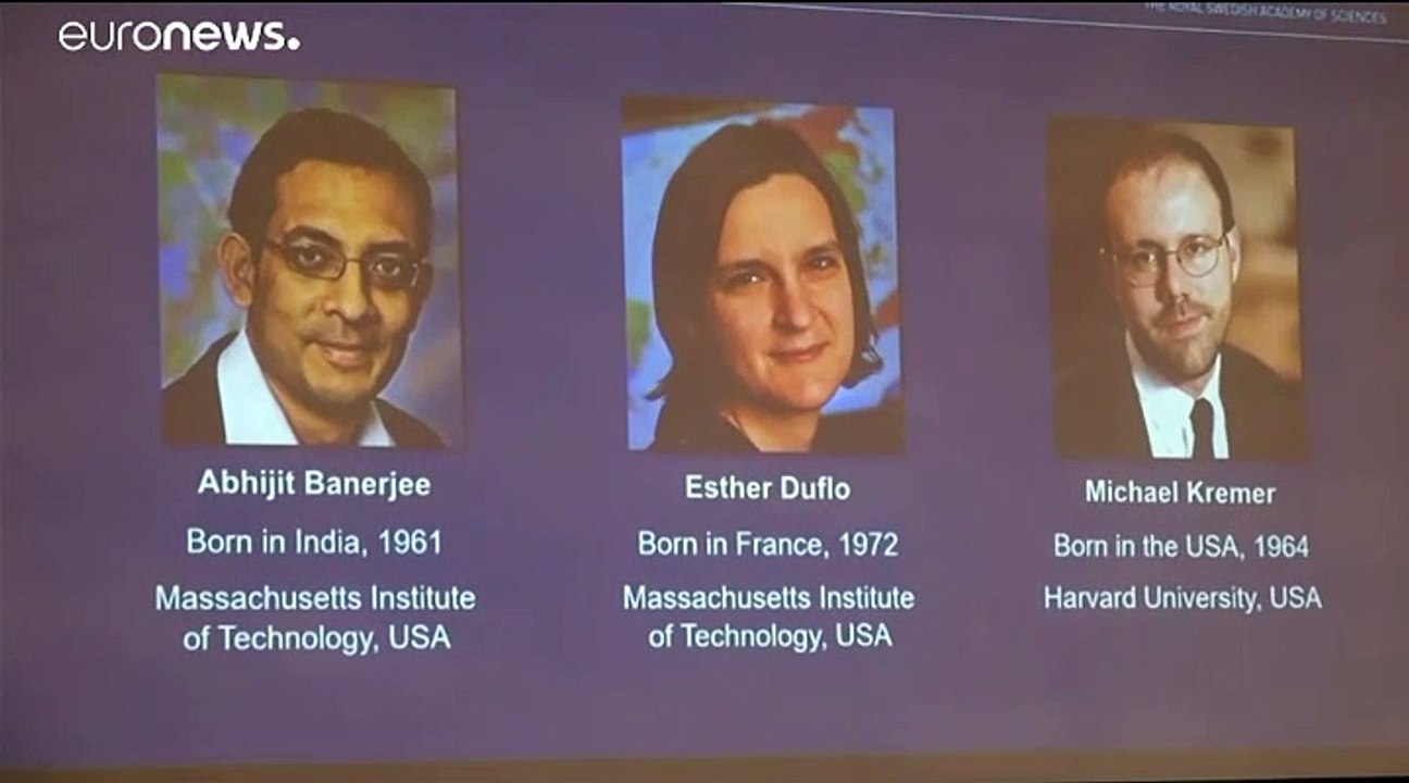 Le Nobel d'économie décerné à la Franco-Américaine Esther Duflo et aux Américains Banerjee et Kremer