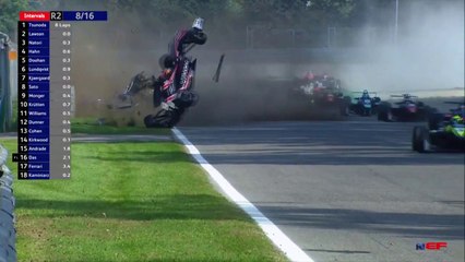 F3 EUROFORMULA Monza 2019 Race 2 Hahn Doohan Big Crash Rolls