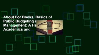 About For Books  Basics of Public Budgeting and Financial Management: A Handbook for Academics and