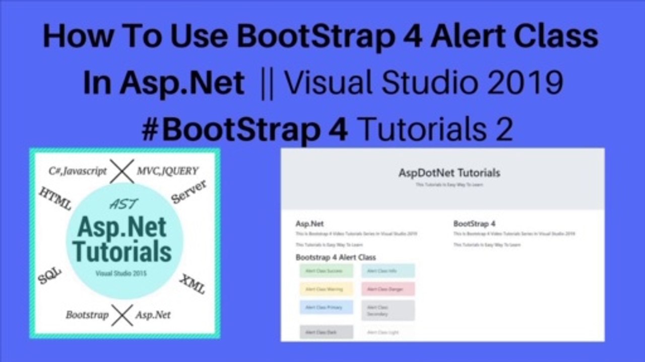 How to use bootstrap 4 alert class in asp.net || visual studio 2019 #bootstrap 4 tutorials 2