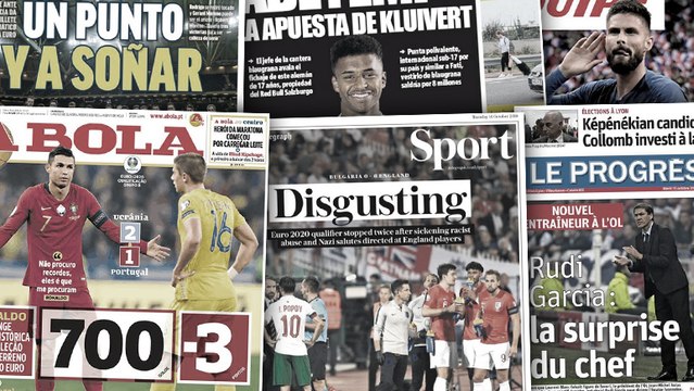 L’Angleterre sous le choc après les débordements racistes en Bulgarie, le record de CR7 fait les gros titres