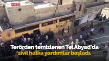 Terörden temizlenen Tel Abyad'da halka ekmek dağıtıldı