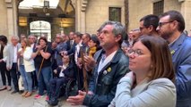 Alcaldes de ERC y JxCat en Lleida corean 'Libertad presos políticos'