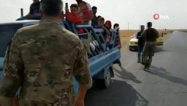 Tel Abyad'a dönen siviller Suriye Milli Ordusu tarafından karşılandı
