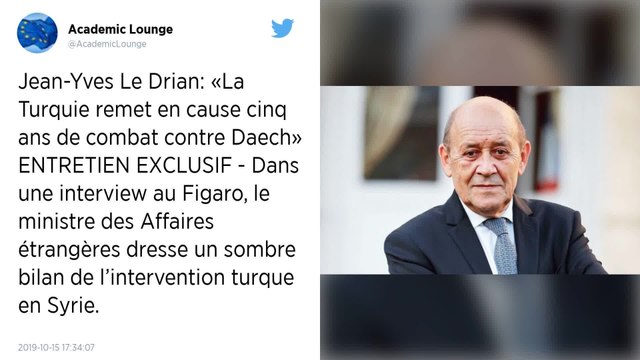 Syrie. Les djihadistes sont toujours détenus par les Kurdes, selon Jean-Yves Le Drian
