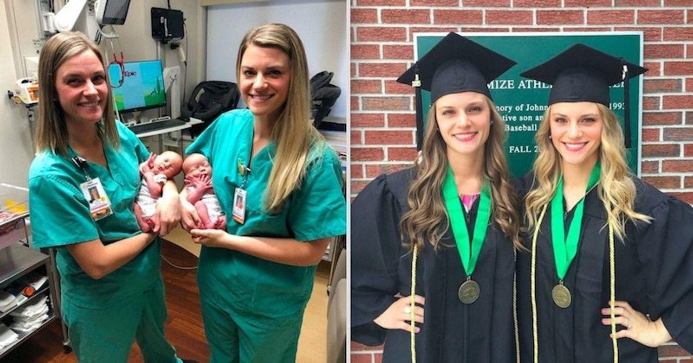 Jumelles, ces deux infirmières aident à l'accouchement de... jumelles