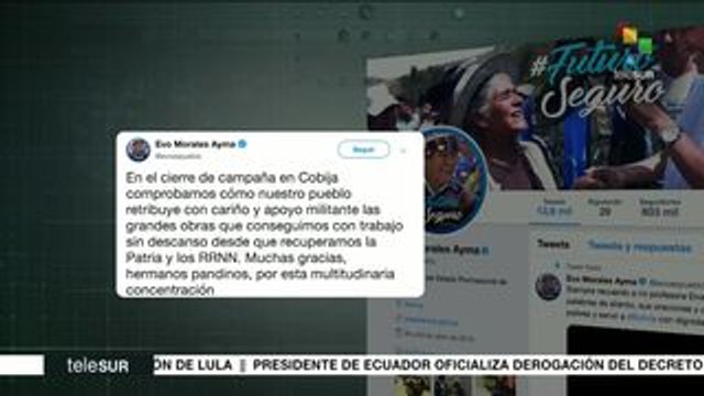 teleSUR Noticias: Pdte. Evo Morales denuncia planes desestabilizadores