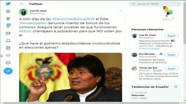 Temas del Día: Bolivia: Evo Morales alerta sobre planes de oposición