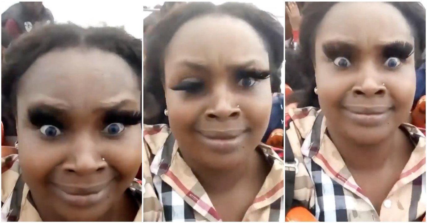 Mulher com pestanas postiças tem sérias dificuldades em apreciar passeio de barco