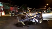 Forte colisão envolve três carros na Rua Marechal Cândido Rondon