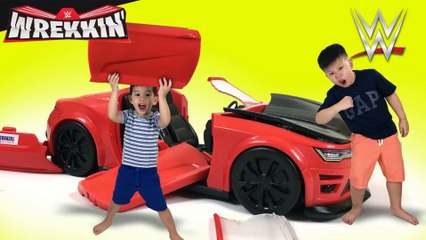 OH NO! Kids Wrecked a Car! (WWE Wrekkin' Slam Mobile)