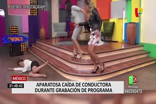 México: presentadora de televisión sufre aparatosa caída en vivo