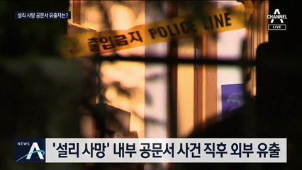 ‘설리 사망’ 내용 담긴 공문서…유출자는 소방 공무원