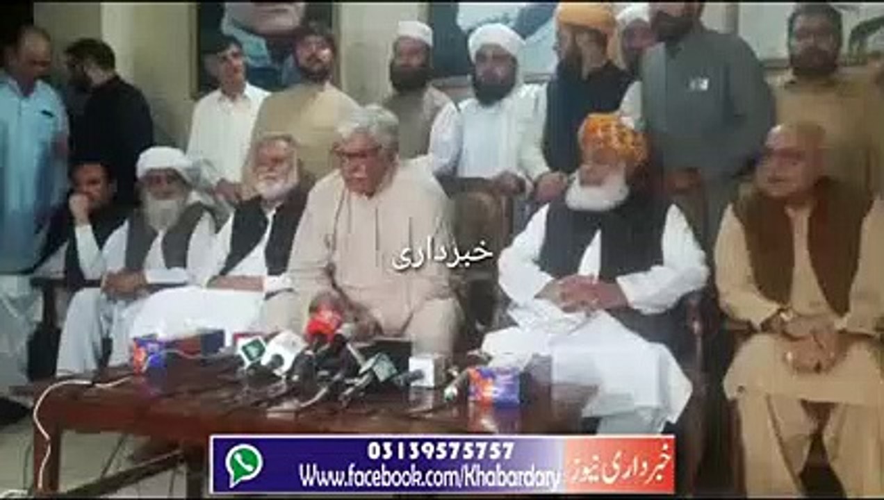 Charsadda: JUI Maolana Fazal Rahman ka ANP Aspandiyar Wali se Molaqat Aur Media Talk.