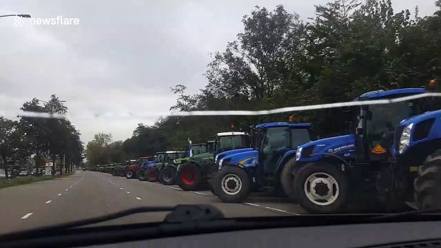 Hundreds of tractors line the streets of The Hague for Farmer's protest