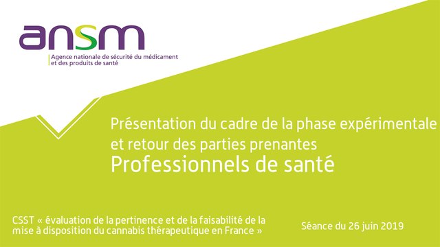 Présentation du cadre de la phase expérimentale et retour des parties prenantes Professionnels de santé
