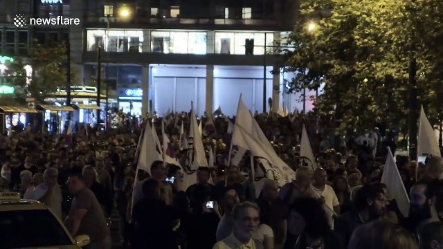 Trade union members in Greece march against conservative government's labour reforms