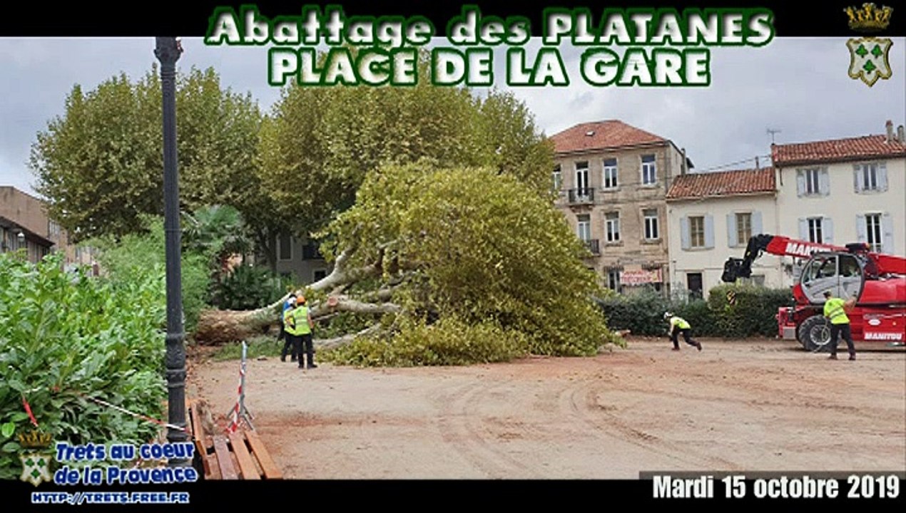 Abattage platanes place de la gare à TRETS 15OCT2019 -- PARTIE 2