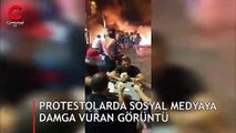 Protestolarda sosyal medyaya damga vuran görüntü