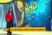 Santa Beatriz: auto se estrella contra caseta de Serenazgo e impacta a vehículo de Panamericana TV.
