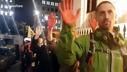 Extinction Rebellion protesters attempt to hand themselves in at Charing Cross police station