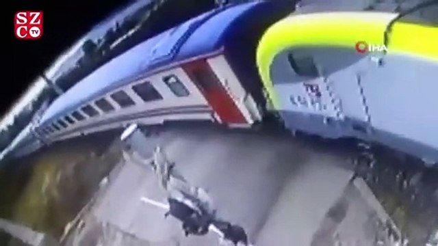 Tren kazası güvenlik kamerasında