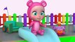 3D BABY BEAR  Aprende colores para bebés con juguete de madera y toboganes con piscinas de bolas