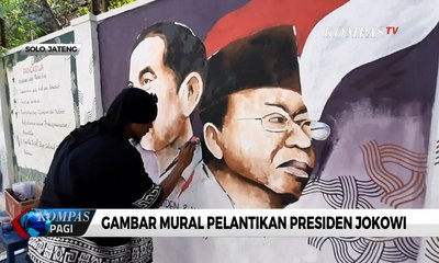 Sambut Pelantikan Presiden, Warga di Solo Membuat Mural Jokowi-Amin