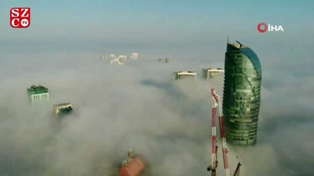 İstanbul sise teslim oldu, ortaya çıkan eşsiz manzara havadan böyle görüntülendi