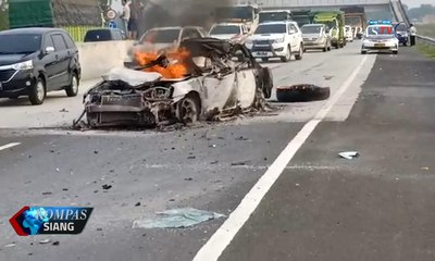 Sedan Terbakar di Jalan Tol Lampung, 4 Orang Tewas