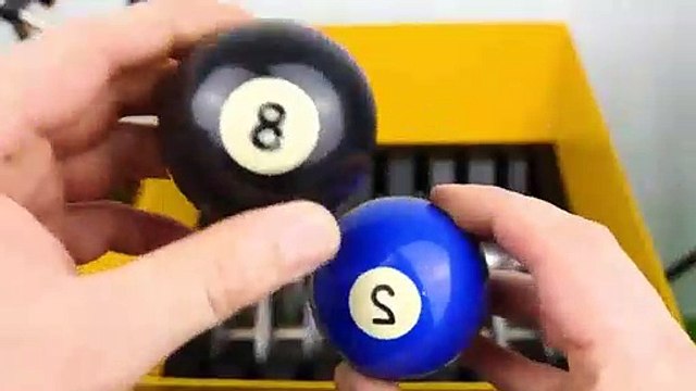 Billyard's ball is inserted into the crushing machine, what is the result?