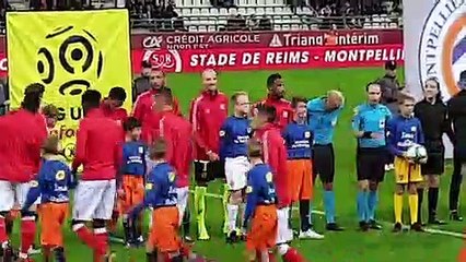 Entrée des jeunes du FCP lors de Stade de Reims - Montpellier HSC (Ligue 1 Conforama)