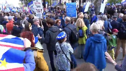 People's Vote marchers sing "Jerusalem" in Parliament Square