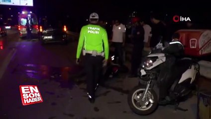 Kazaya bakmak için duran araca arkadan çarptı