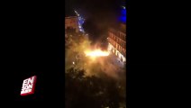 Barselona'da göstericiler caddeleri ateşe verdi