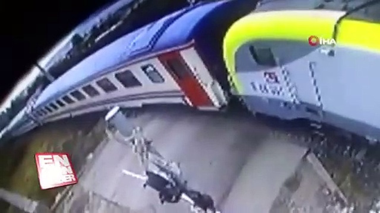 Tren kazası güvenlik kamerasında